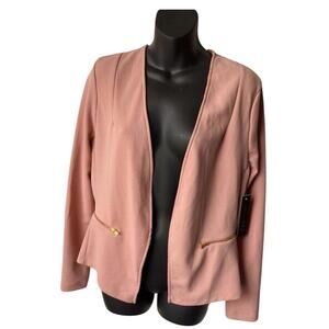KAI Lace Back Blazer - Pink Textured Open Front Jacket, Size M (NWT)